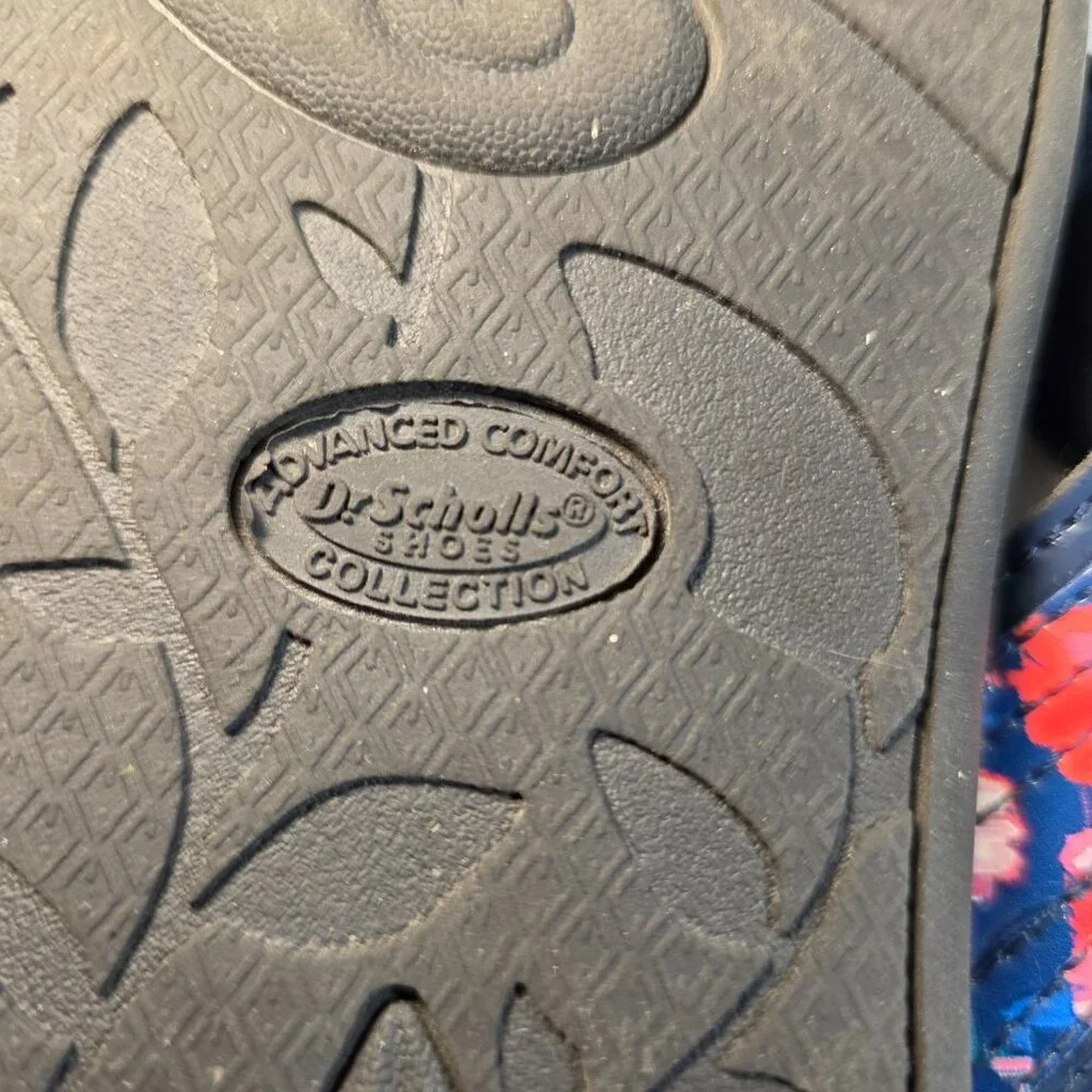 Dr. Scholl's Men's Slip-On Sandals Flip Flops Black Size 8 Hawaiian Flowers